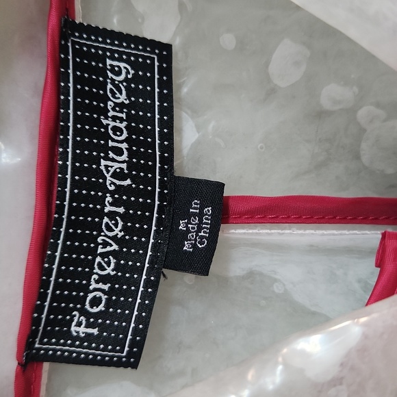 Forever Audrey Clear Rain Coat With Red Trim NWT Multiple Sizes - Picture 2 of 5
